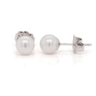 Ogden of Harrogate Jewellery 18ct White Gold Akoya Cultured Pearl Stud Earrings, 5.5x6mm