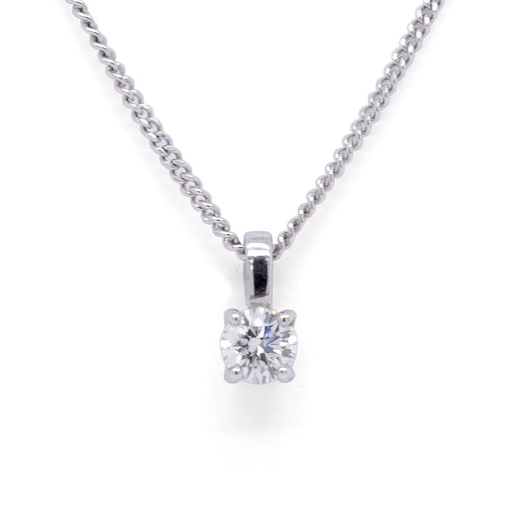 Ogden of Harrogate Jewellery 18ct White Gold and Diamond Single Stone Pendant