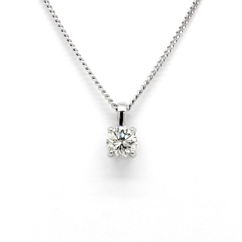 Ogden of Harrogate Jewellery 18ct White Gold and Diamond Single Stone Pendant
