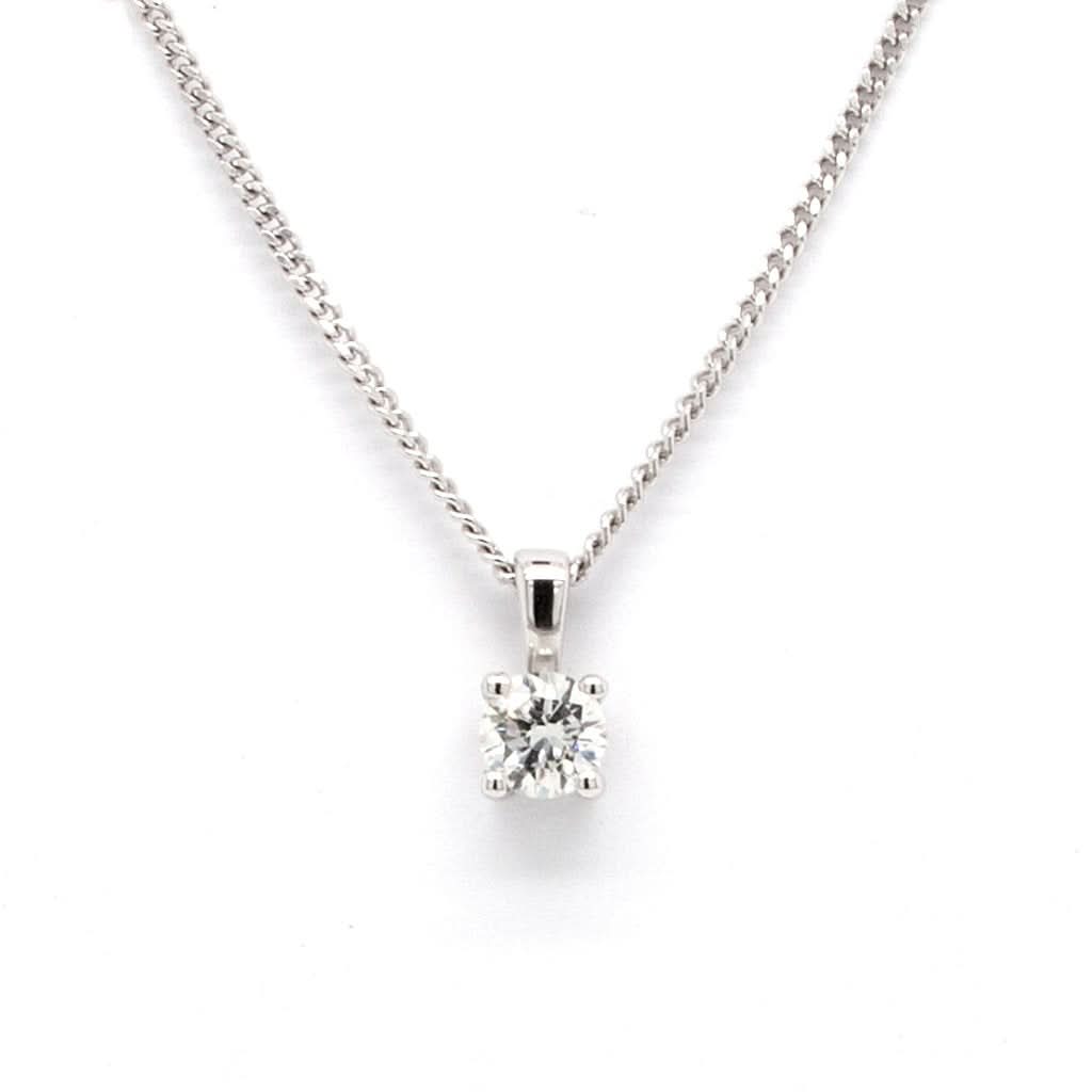 Ogden of Harrogate Jewellery 18ct White Gold and Diamond Single Stone Pendant