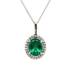 Ogden of Harrogate Jewellery 18ct White Gold Colombian Emerald and Diamond Cluster Pendant, 3.80cts