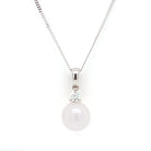 Ogden of Harrogate Jewellery 18ct White Gold, Cultured Pearl and Diamond Pendant on Chain