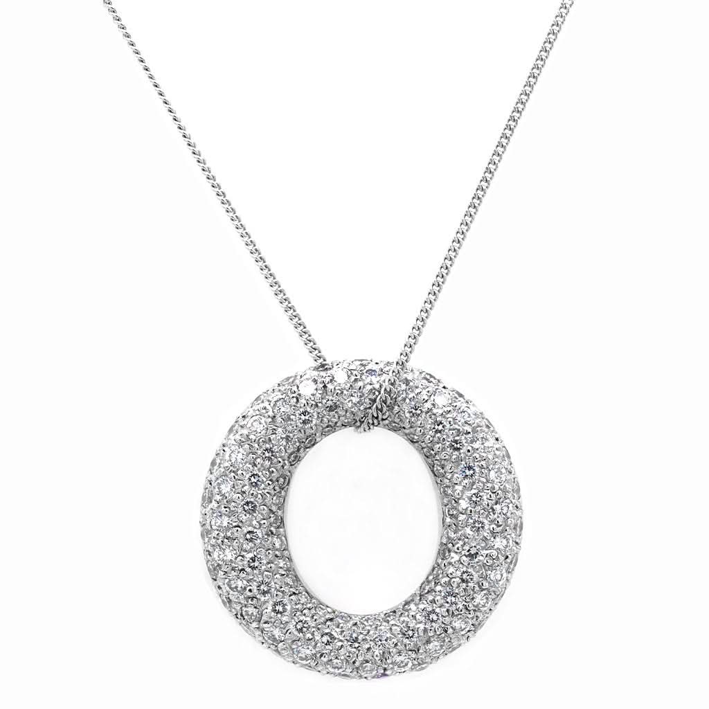 Ogden of Harrogate Jewellery 18ct White Gold Diamond Hoop Necklace