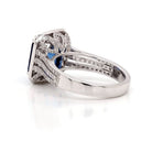 Ogden of Harrogate Jewellery 18ct White Gold, Emerald Cut Sapphire and Diamond Cluster Ring, 5.54cts