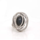 Ogden of Harrogate Jewellery 18ct White Gold Moonstone and Diamond Set Orbital Ring