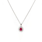 Ogden of Harrogate Jewellery 18ct White Gold Oval Ruby and Diamond Pendant