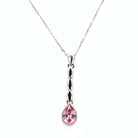 Ogden of Harrogate Jewellery 18ct White Gold Peach Sapphire Drop Pendant