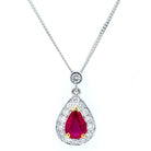 Ogden of Harrogate Jewellery 18ct White Gold Pear Shaped Ruby Cluster Necklace