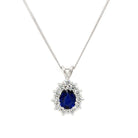 Ogden of Harrogate Jewellery 18ct White Gold, Pear-Shaped Sapphire and Diamond Cluster Pendant, Sapphire 1.31cts