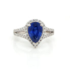 Ogden of Harrogate Jewellery 18ct White Gold, Pear-Shaped Sapphire and Diamond Cluster Ring, Sapphire 2.46cts