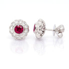 Ogden of Harrogate Jewellery 18ct White Gold, Ruby and Diamond Cluster Earrings