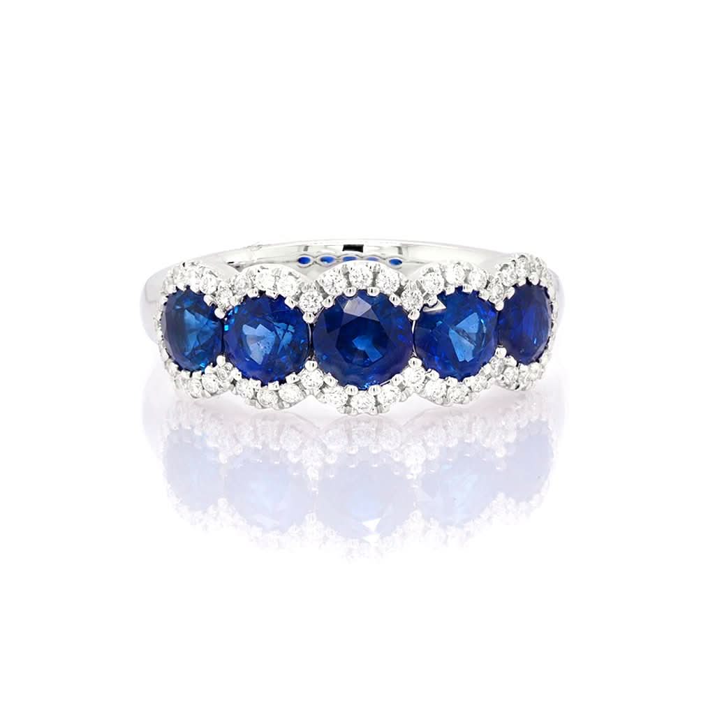 Ogden of Harrogate Jewellery 18ct White Gold, Sapphire and Diamond Cluster Ring