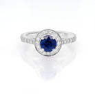 Ogden of Harrogate Jewellery 18ct White Gold, Sapphire and Diamond Cluster Ring With Diamond-Set Shoulders