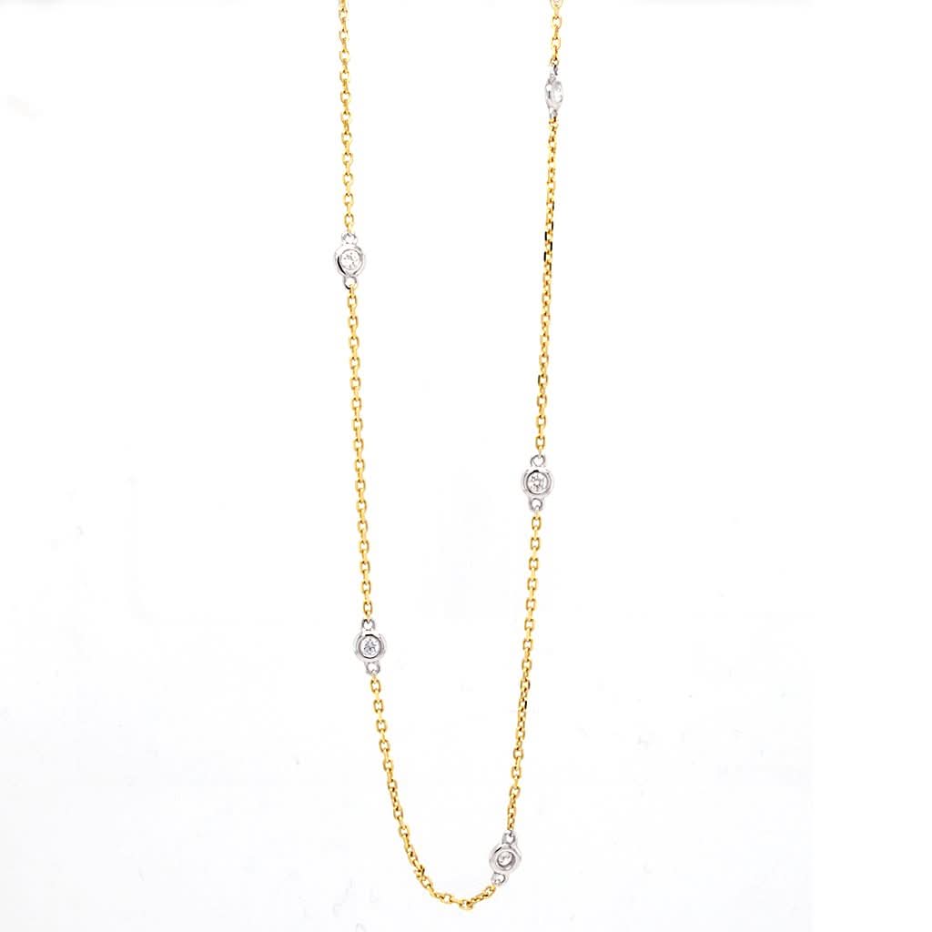 Ogden of Harrogate Jewellery 18ct Yellow Gold 18 Inch Chain with Spectacle Set Diamonds