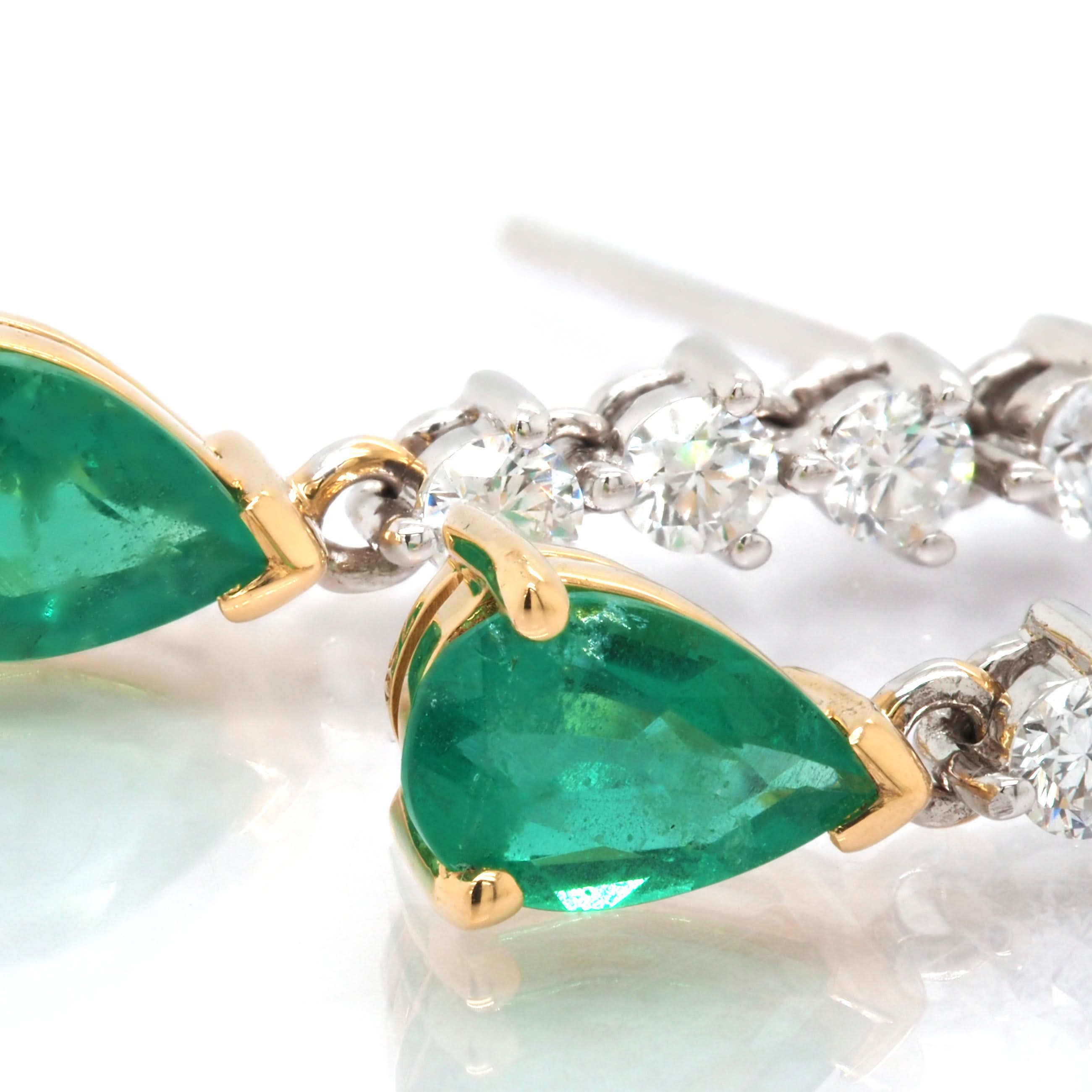 Ogden of Harrogate Jewellery 18ct Yellow Gold 5-Stone Emerald and Diamond Drop Earrings