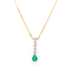 Ogden of Harrogate Jewellery 18ct Yellow Gold 5-Stone Emerald and Diamond Drop Pendant and Chain