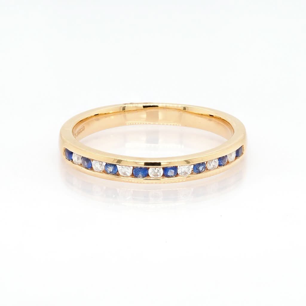 Ogden of Harrogate Jewellery 18ct Yellow Gold, Sapphire and Diamond Half Eternity Ring, Sapphires 0.16cts