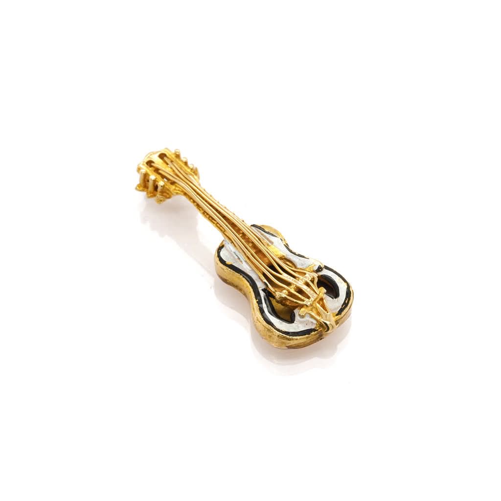 Ogden of Harrogate Jewellery 9ct Yellow Gold and Enamel Guitar Charm