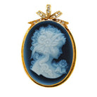 Ogden of Harrogate Jewellery 9ct Yellow Gold, Blue Carved Cameo Brooch