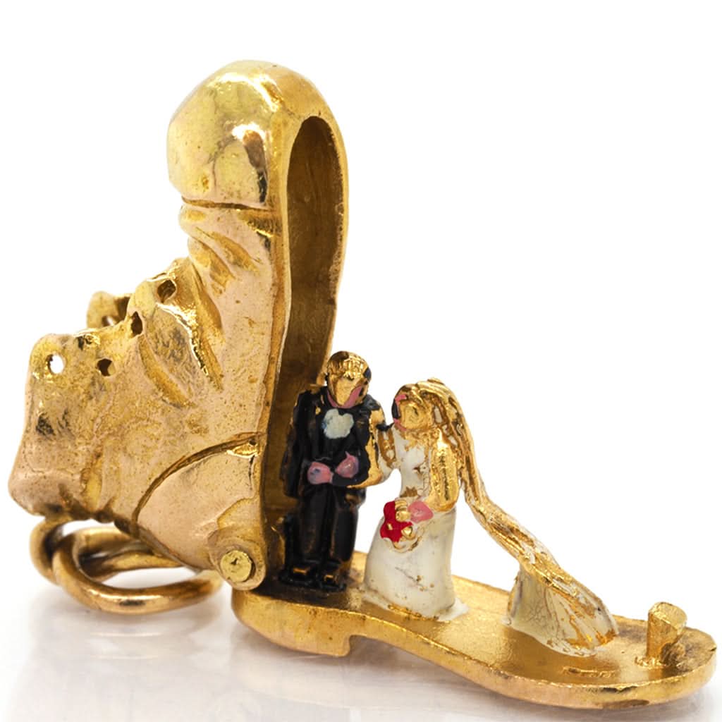 Ogden of Harrogate Jewellery 9ct Yellow Gold Bride & Groom Boot Charm