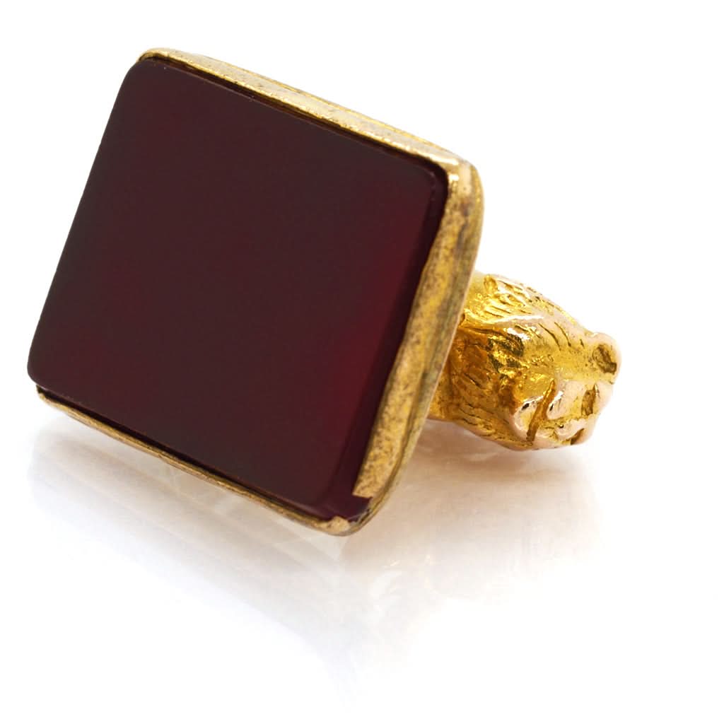 Ogden of Harrogate Jewellery 9ct Yellow Gold Lion Cornelian Charm