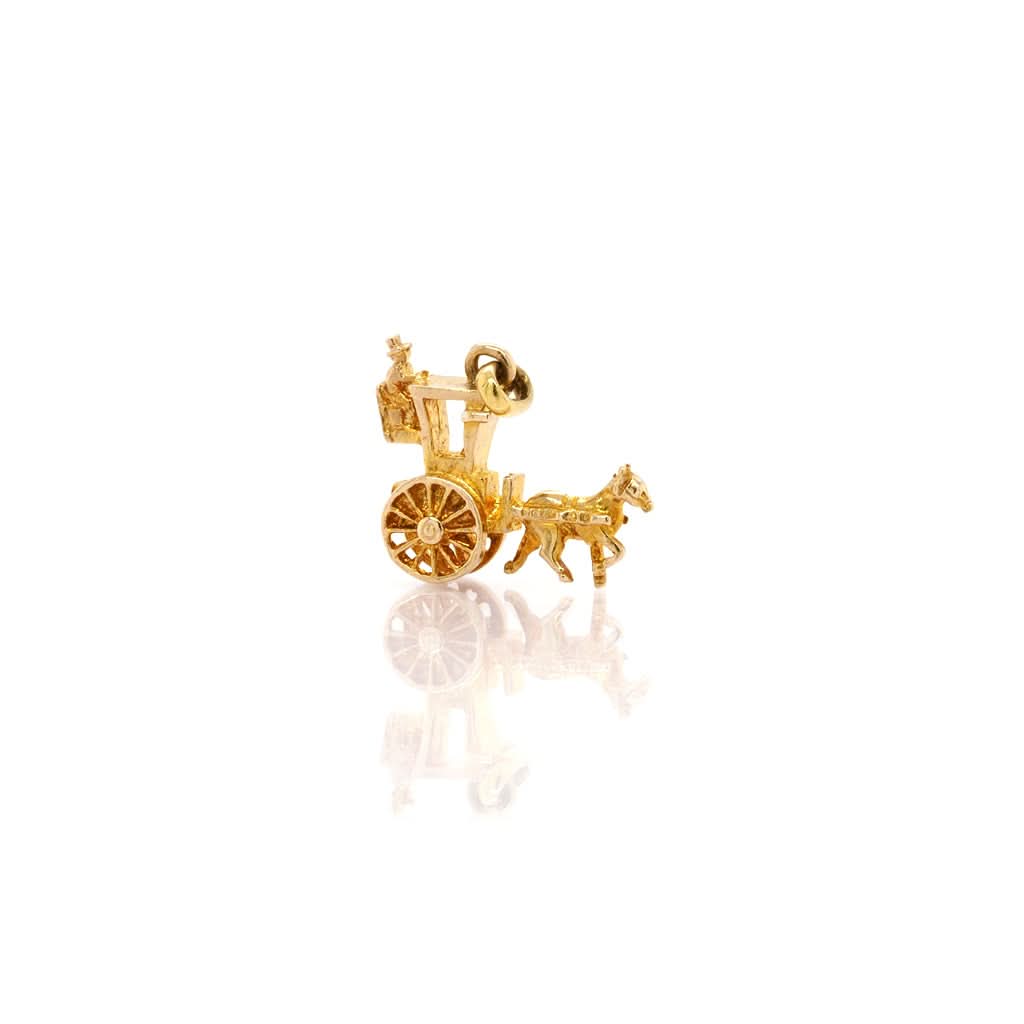 Ogden of Harrogate Jewellery 9ct Yellow Gold Small Horse and Carriage Charm