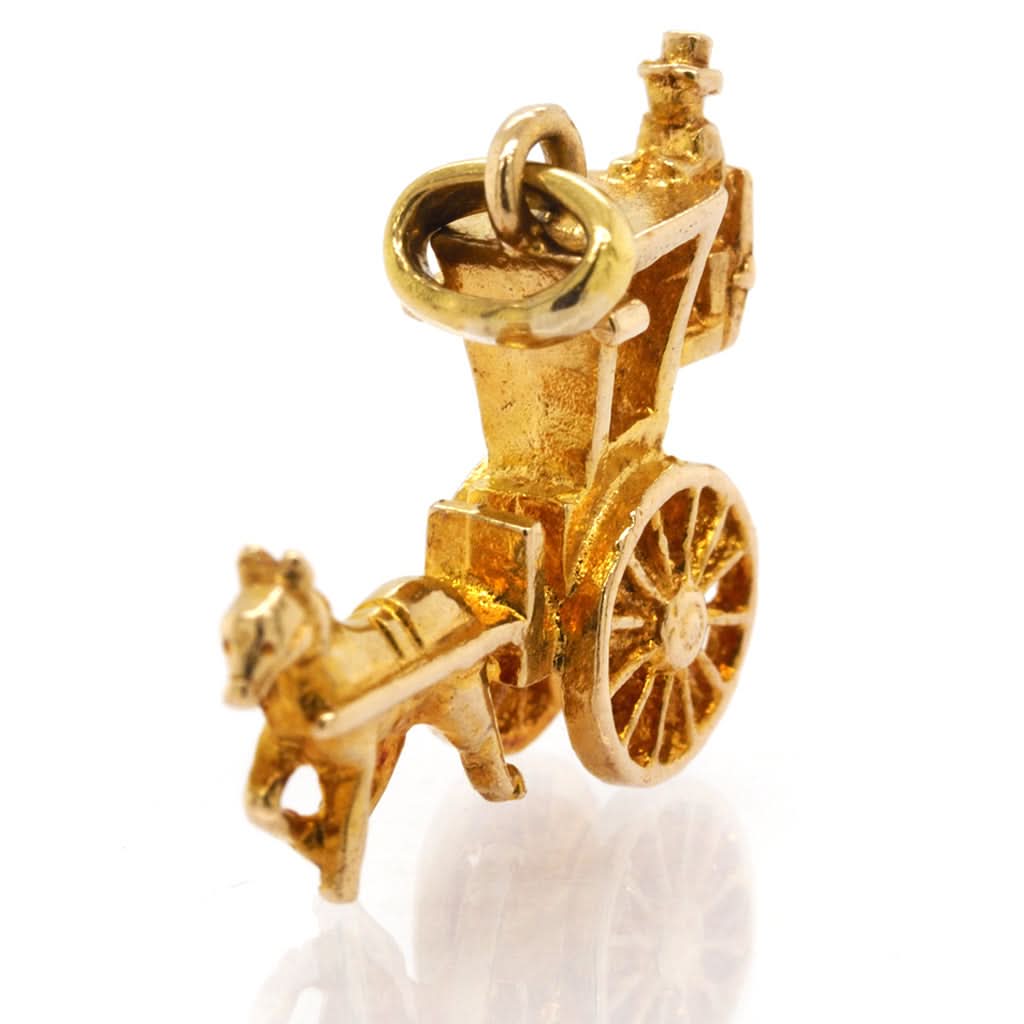 Ogden of Harrogate Jewellery 9ct Yellow Gold Small Horse and Carriage Charm