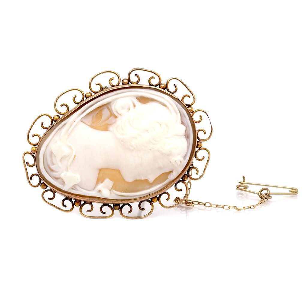 Ogden of Harrogate Jewellery A 1930's 9ct Yellow Gold, Cameo Brooch