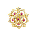 Ogden of Harrogate Jewellery A 9ct Gold, Diamond and Ruby Flower Brooch