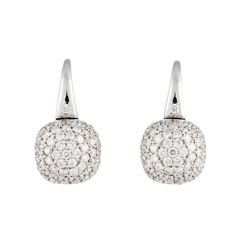 Ogden of Harrogate Jewellery A pair of 18ct white gold and diamond dome earrings