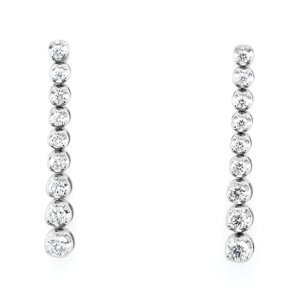 Ogden of Harrogate Jewellery A Pair of 18ct White Gold, Diamond Long Drop Earrings