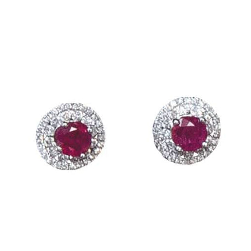 Ogden of Harrogate Jewellery A pair of 18ct white gold, ruby and diamond cluster earrings, 1.10cts