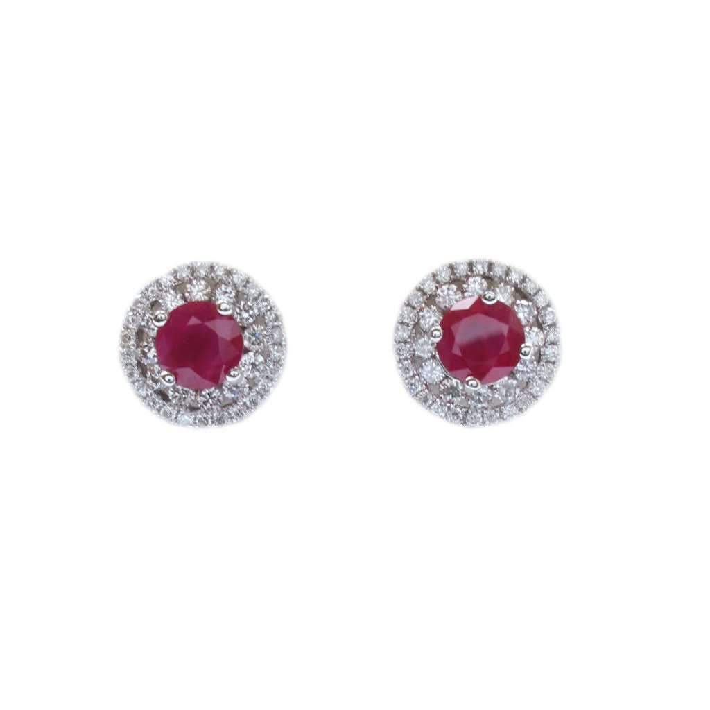 Ogden of Harrogate Jewellery A pair of 18ct white gold, ruby and diamond cluster earrings, 1.10cts