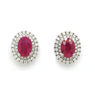 Ogden of Harrogate Jewellery A Pair of 18ct White Gold, Ruby and Diamond Cluster Earrings