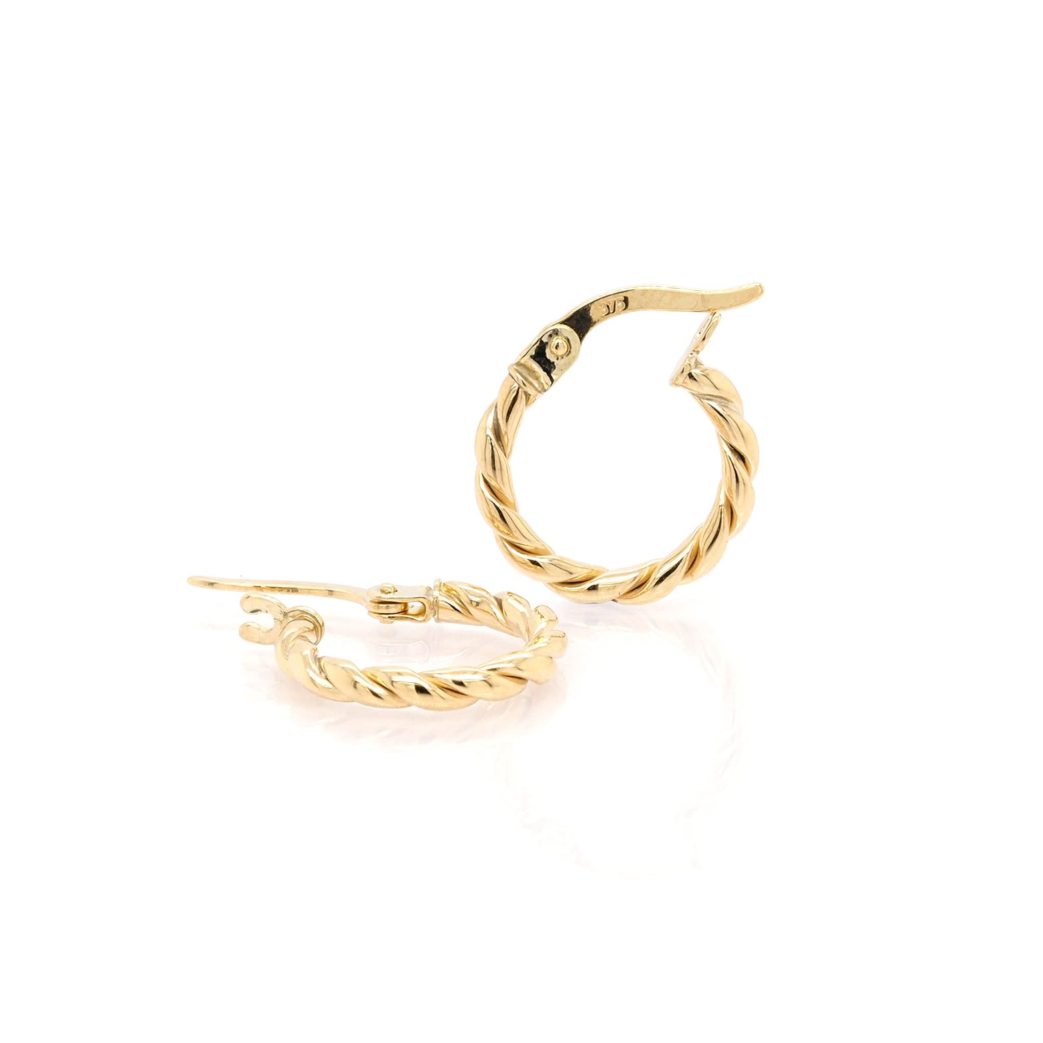Ogden of Harrogate Jewellery A Pair of 9ct Yellow Gold Small Twist Hoop Earrings