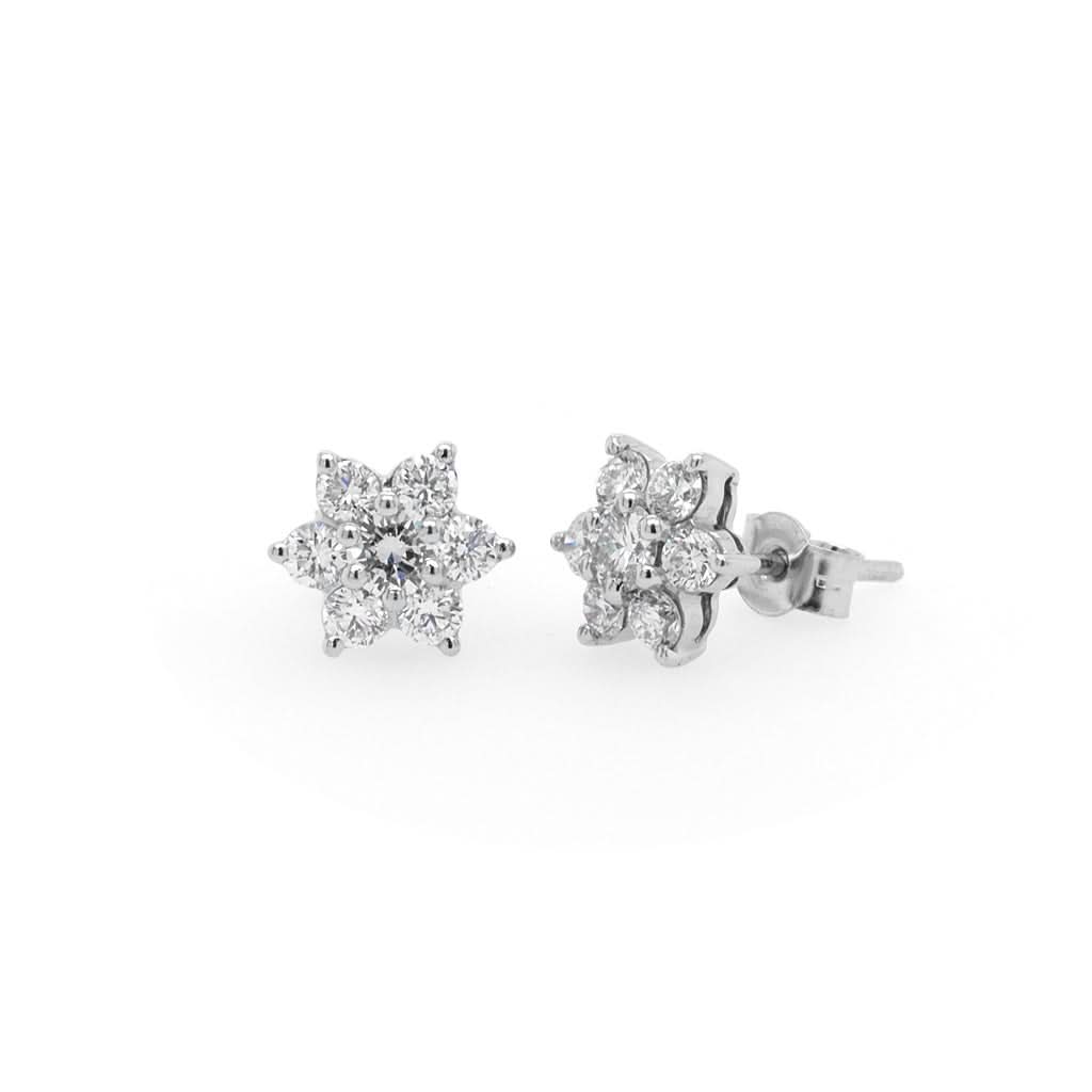 Ogden of Harrogate Jewellery A Pair of Platinum Diamond Flower Earrings