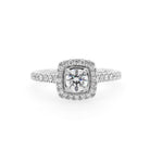Ogden of Harrogate Jewellery A Platinum Brilliant-Cut Round Diamond Cluster Ring with Diamond Shoulders