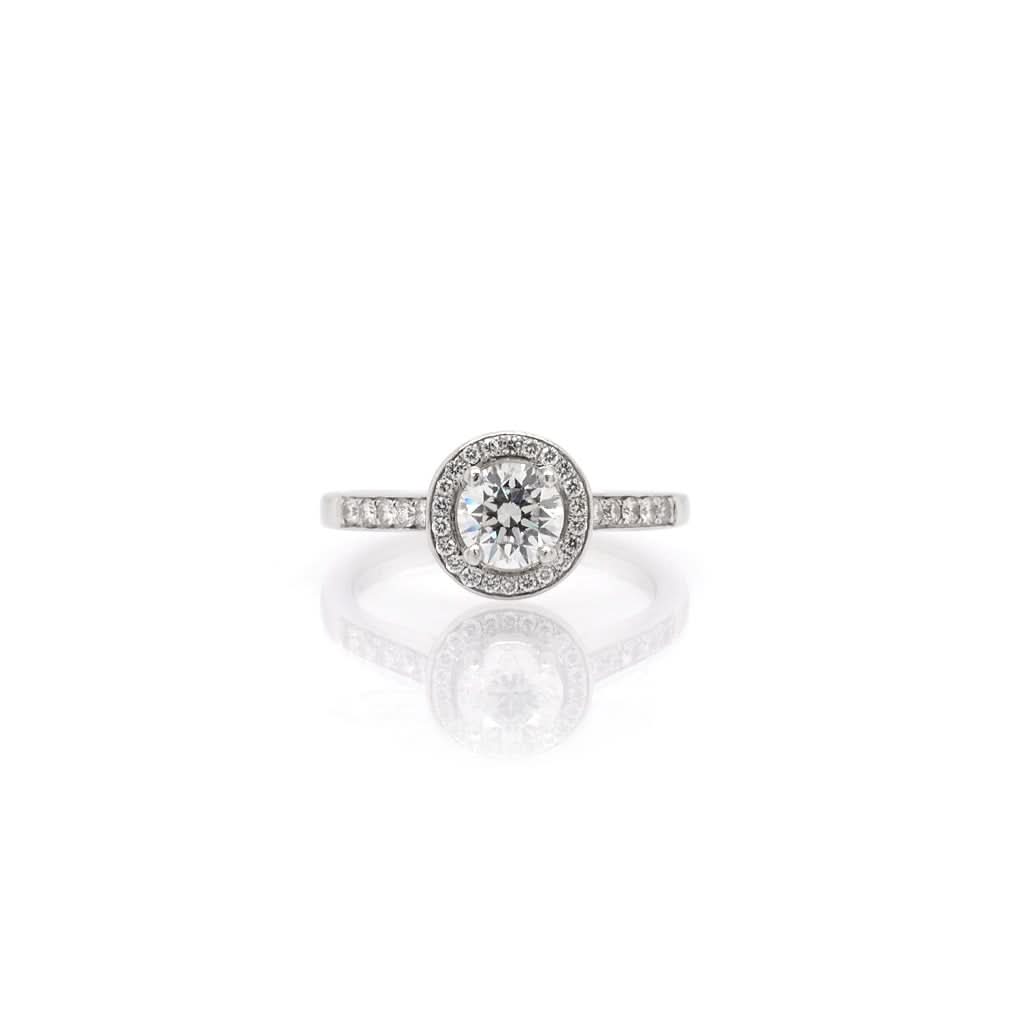 Ogden of Harrogate Jewellery A Platinum Diamond Halo-Set Ring