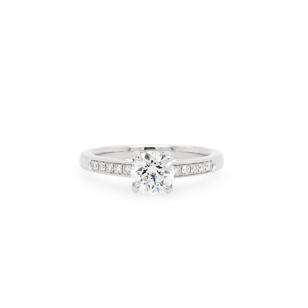 Ogden of Harrogate Jewellery A platinum, single stone, brilliant cut diamond ring wth diamond shoulders 1.00cts