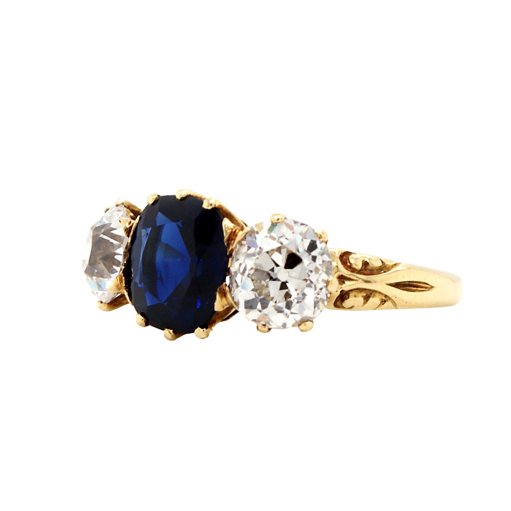 Ogden of Harrogate Jewellery A Sapphire and Diamond Three stone Ring, Circa 1900