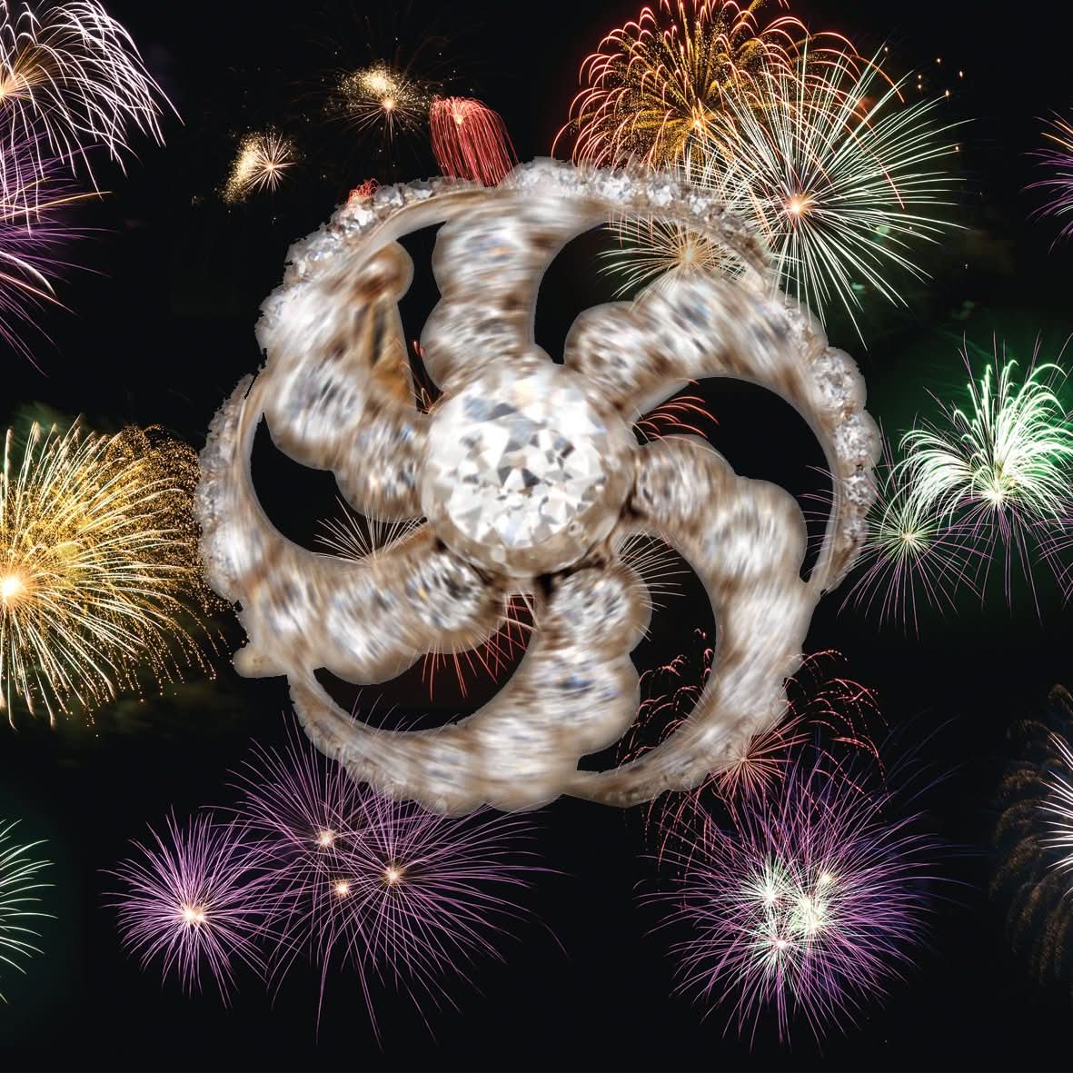 Ogden of Harrogate Jewellery A stunning Edwardian Gold, silver and Diamond Catherine Wheel Brooch Pendant, c.1910