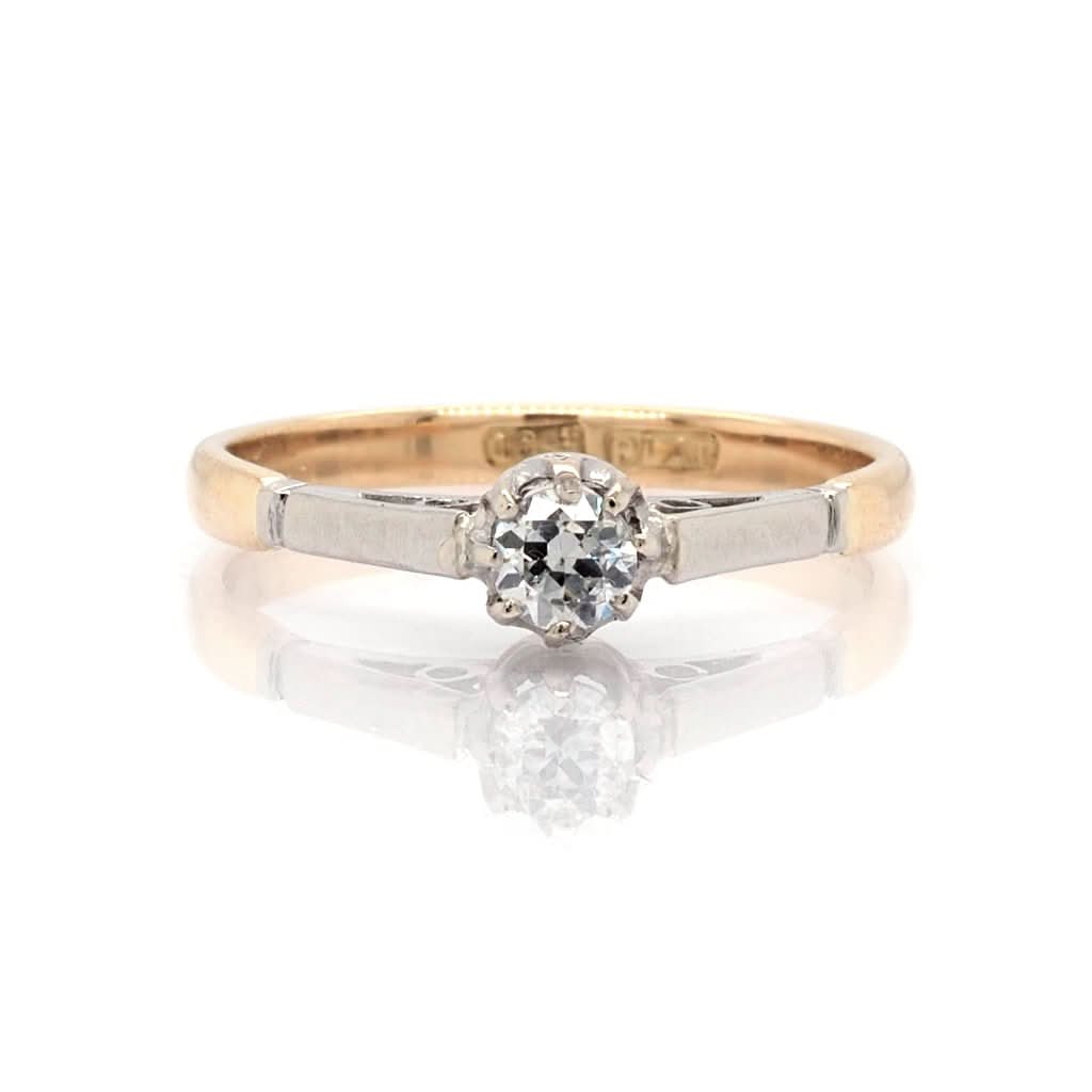 Ogden of Harrogate Jewellery A Vintage 18ct Gold and Platinum Diamond Solitaire Ring