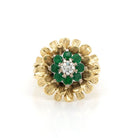 Ogden of Harrogate Jewellery A Vintage 18ct Gold, Emerald and Diamond Flower Cluster Ring, 1960s