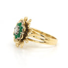 Ogden of Harrogate Jewellery A Vintage 18ct Gold, Emerald and Diamond Flower Cluster Ring, 1960s