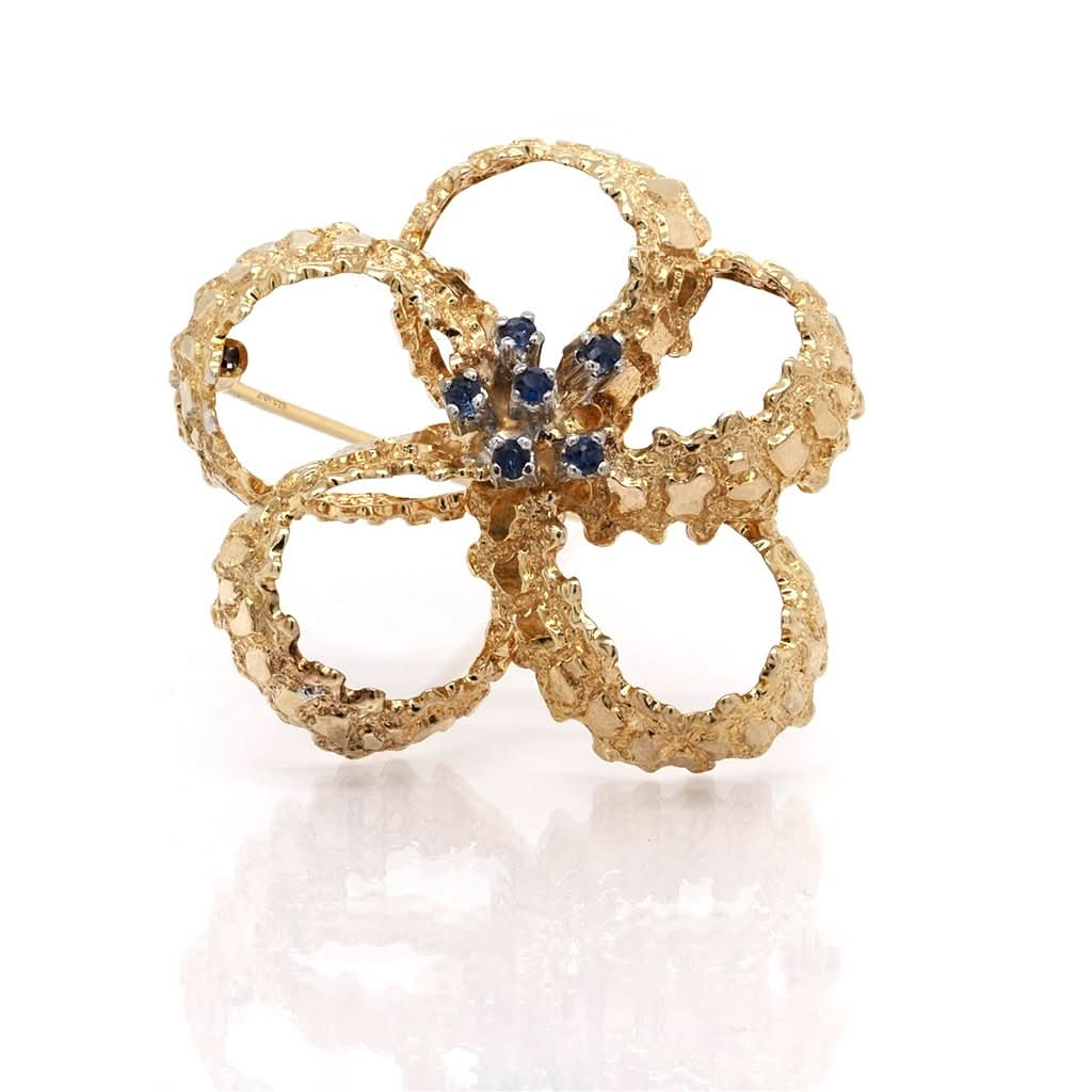 Ogden of Harrogate Jewellery A Vintage 9ct Gold, Sapphire Ribbon Brooch