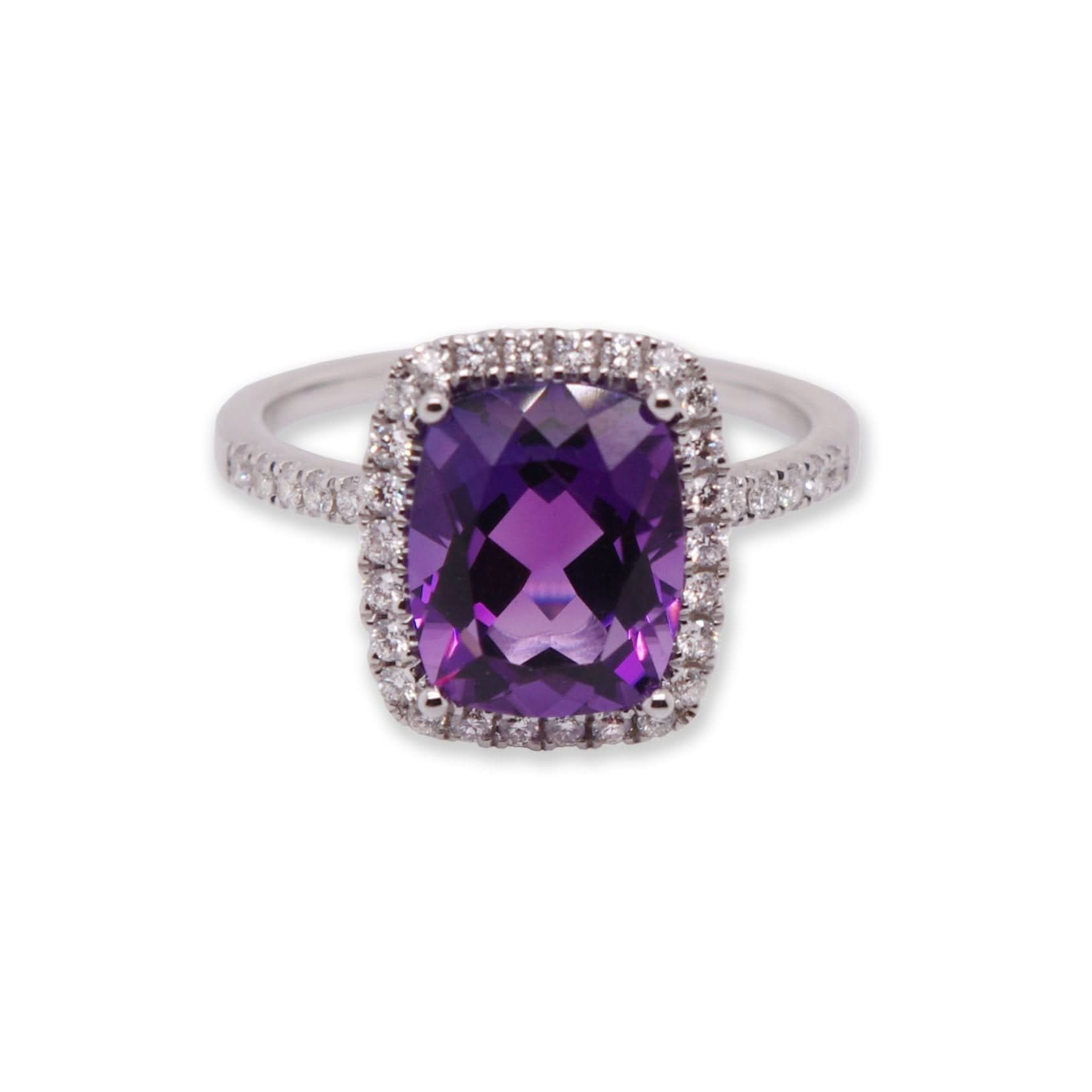 Ogden of Harrogate Jewellery Amethyst and Diamond Cluster Ring