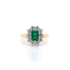 Ogden of Harrogate Jewellery An 18ct Gold Emerald and Diamond Cluster Ring