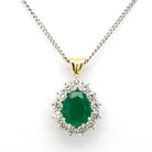 Ogden of Harrogate Jewellery An 18ct Gold, Teardrop Emerald and Diamond Cluster Pendant