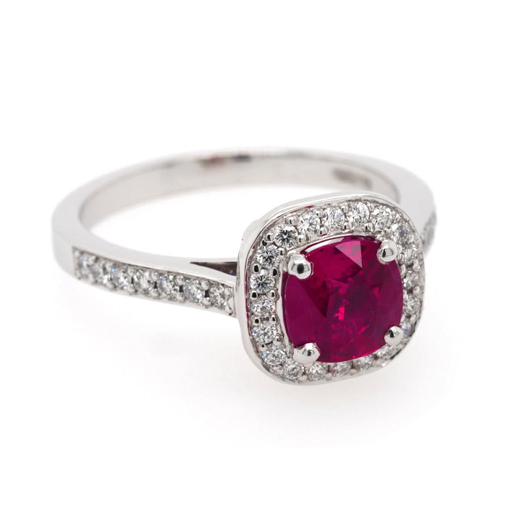 Ogden of Harrogate Jewellery An 18ct White Gold Ruby Cluster Ring
