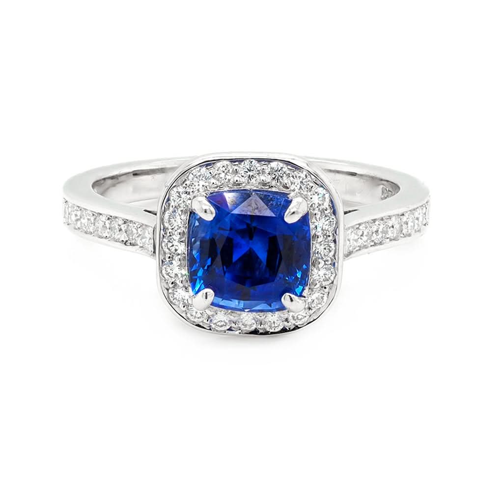 Ogden of Harrogate Jewellery An 18ct white gold, sapphire and diamond cluster ring 1.83cts